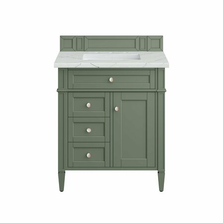 James Martin Vanities Brittany 30in Single Vanity, Smokey Celadon w/ 3 CM Ethereal Noctis Top 650-V30-SC-3ENC